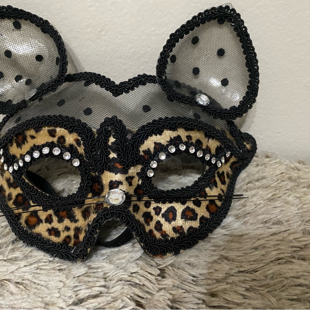 Leopard Print Cat Ear Masquerade Mask